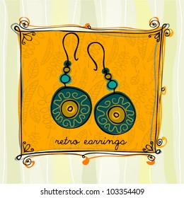 vector retro background with illustrated earrings