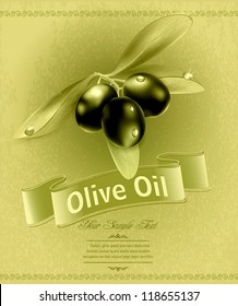 vector retro background with olives and a ribbon