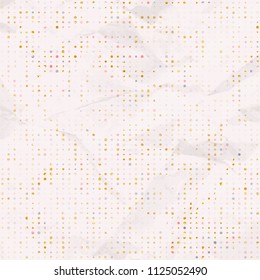 Vector retro background with polka dot pattern and crumpled paper texture.