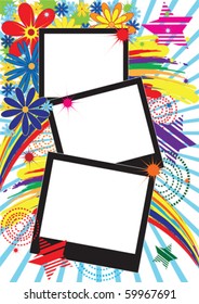 vector retro background with set of frames