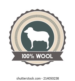 Vector retro badge with sheep silhouette guaranteeing wool quality 