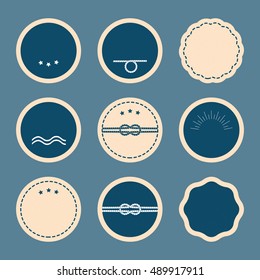 Vector retro badges and labels. Blank frame and label. Set of sea and nautical labels, badges. Collection of various nautical elements for design and page decoration.