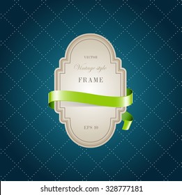 Vector retro banner design. Vintage paper label. Bright blue background pattern. 