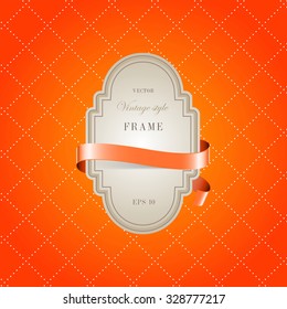 Vector retro banner design. Vintage paper label. Bright red background pattern. 
