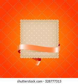 Vector retro banner design. Vintage paper label. Bright red background pattern. 