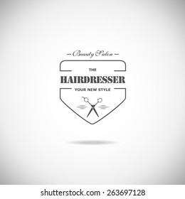  Vector retro barber shop label, logo, badge and design element.