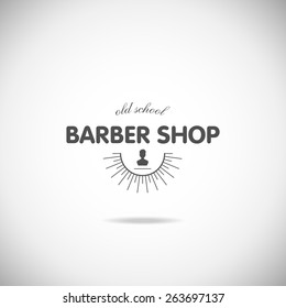  Vector retro barber shop label, logo, badge and design element.