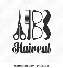 Vector retro barber shop label, logo, badges and design element. Hair salon design icon in flat style. Universal logo template for barber shop.