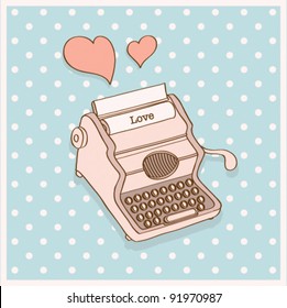 Vector retro "be my Valentine" card Typewriter