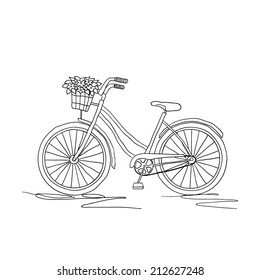  Vector. Bicicleta retro sobre fondo blanco.