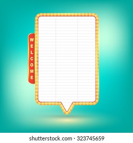 Vector Retro billboard, bright signboard, light banner. Vector illustration.