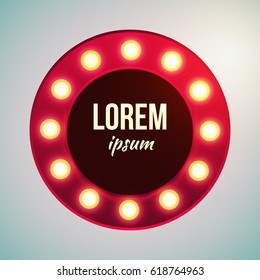 Vector retro billboard.Glowing round sign