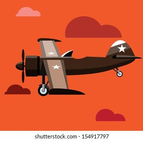 Vector retro biplane
