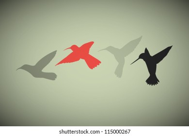  Vector Retro Birds Illustration