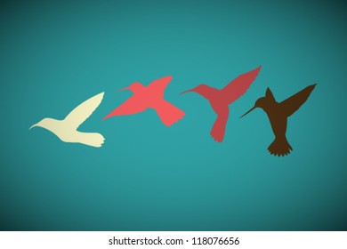  Vector Retro Birds Illustration