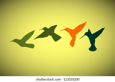  Vector Retro Birds Illustration