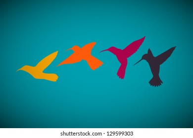 Vector Retro Birds Illustration