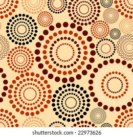 Vector retro black brown and red seamless dotted circle background