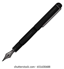 Vector Retro Black Ink Pen on White Background
