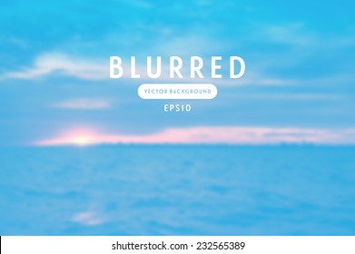 Vector retro blurred unfocused photographic background. Sunset over the sea
