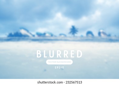 Vector retro blurred unfocused photographic background. Boats on the beach