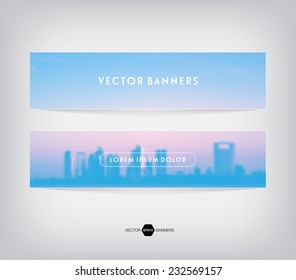 Vector retro blurred unfocused photographic background. Sunset skyline of Buenos Aires