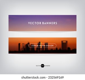 Vector retro blurred unfocused photographic background. Sunset skyline of Buenos Aires