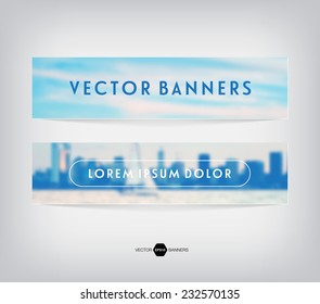 Vector retro blurred unfocused photographic background. View of Buenos Aires from the river Rio de la Plata