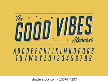 Vector Of Retro Bold Font And Alphabet