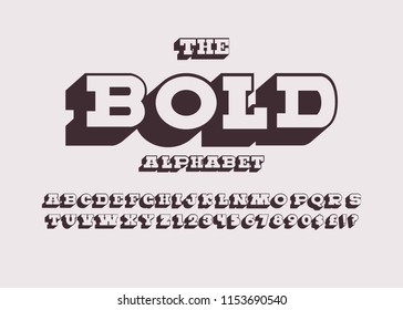 Vector of retro bold font and alphabet