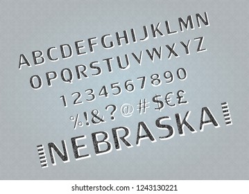 Vector of retro bold font and alphabet