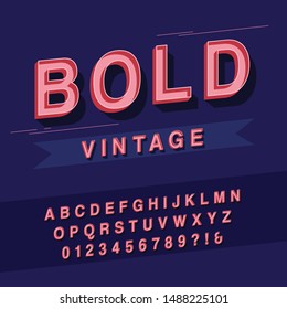 Vector of retro bold font and alphabet - Linear letters and numbers vintage vector