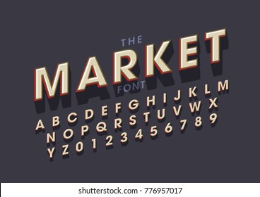 Vector de letra y alfabeto retro negrita