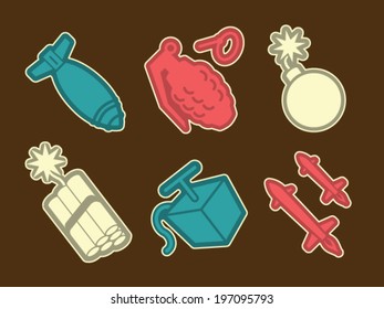 Vector Retro Bomb and Rocket Design 