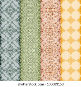 vector retro bookmarks with seamless floral patterns, eps 10, gradients mesh