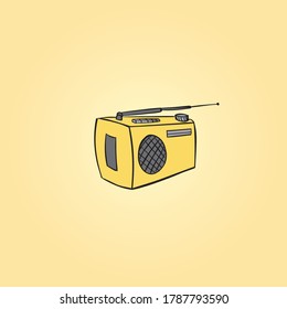 Vector retro boom box, music player - sound music icon, vector retro radio cassette - media illustration isolated, Illustration of classic boom box. radio box, Tape recorder, magnitofon vector