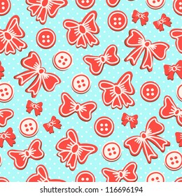 Vector Retro Bow with polka dot background(seamless pattern)