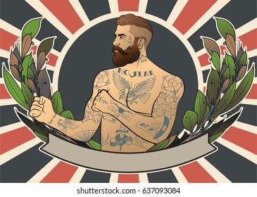 Vector Retro Boxer Gentleman Fist Fighter