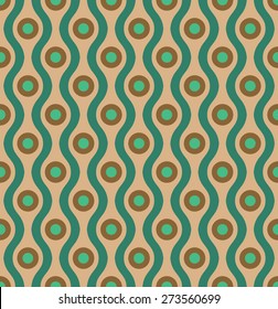 Vector Retro Brown, Blue and Green Seamless Pattern Background. Geometric 70s design. Abstract image for wallpaper, website template, book cover, fabric print, textile, paper, summer fall fashion