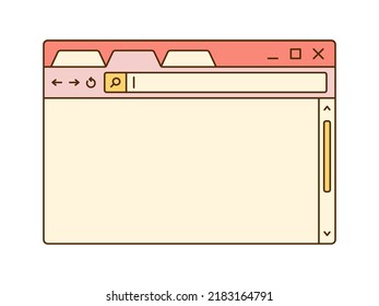 Vector retro browser. Empty design template. Nostalgic UI. Retro vaporwave computer interface.