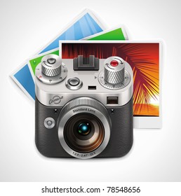 Vector retro camera and photos XXL icon