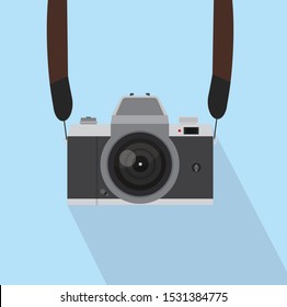 Vector Retro camera with strap