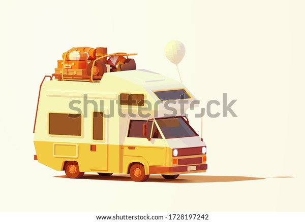 Vector Retro Camper Van Rv Illustration Stock Vector (Royalty Free ...
