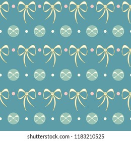 Vector Retro Candy Dots Lace Bows  seamless pattern background. Perfect for fabric, scrapbooking and wallpaper projects.