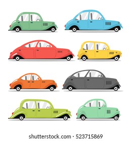 Vector retro car. Different types of cars icons. Collection auto. Different vector sedan forms