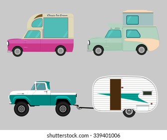 Vector retro car icon set