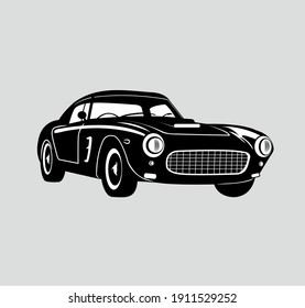 Vector Retro Car, Illustration Classic Car, Vintage Style