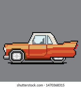 Vector retro car in pixel art