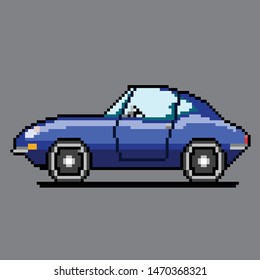 Vector retro car in pixel art