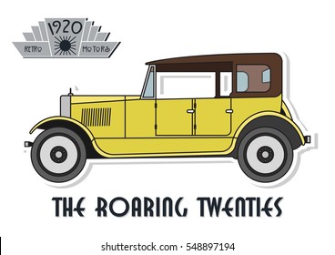 Vector Retro Car From The Twenties The Roaring Twenties Automobile 